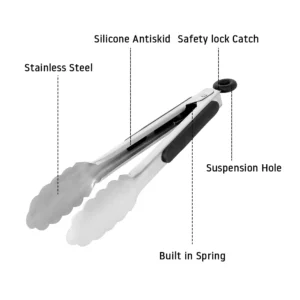 Left Sidebar 9/12/14/16 inch bbq grilling tong with lock stainless steel salad bread serving tong non stick bq tong utensil cooking clip new