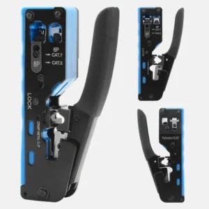 Right Sidebar rj45 crimp plier pass through crimper stripper cutter for cat7 cat6 cat5e 8p8c modular connector ethernet all in one wire tool