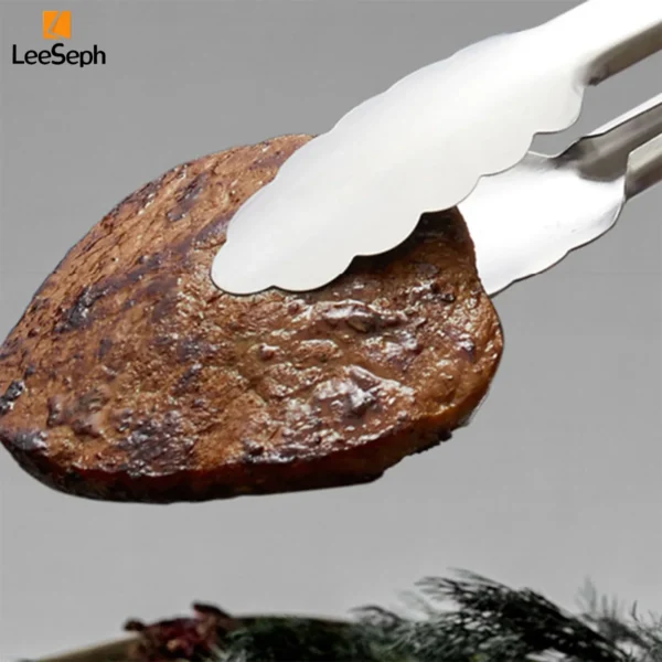 leeseph stainless steel food tongs, heavy duty kitchen tongs with wooden handle for cooking, grilling and bbq, 7 16 inch length leeseph stainless steel food tongs, heavy duty kitchen tongs with wooden handle for cooking, grilling and bbq, 7 16 inch length
