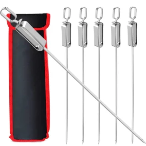 lmetjma 17inch kabob skewers for grilling stainless steel flat bbq skewers with quick release metal sliding handle jt45 lmetjma 17inch kabob skewers for grilling stainless steel flat bbq skewers with quick release metal sliding handle jt45