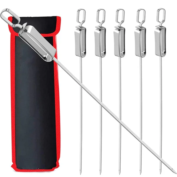 lmetjma 17inch kabob skewers for grilling stainless steel flat bbq skewers with quick release metal sliding handle jt45 lmetjma 17inch kabob skewers for grilling stainless steel flat bbq skewers with quick release metal sliding handle jt45