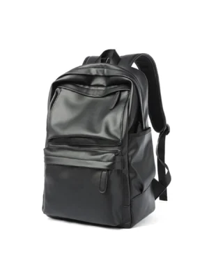 men's fashion backpack pu leather waterproof casual travel bag for 14 inch laptop