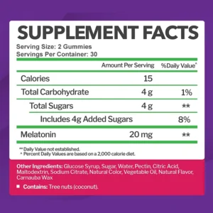 melatonin gummies 20 mg fall asleep naturally, fight insomnia, boost immunity, improve rest quality