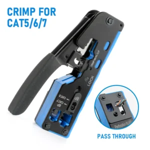 rj45 crimp plier pass through crimper stripper cutter for cat7 cat6 cat5e 8p8c modular connector ethernet all in one wire tool rj45 crimp plier pass through crimper stripper cutter for cat7 cat6 cat5e 8p8c modular connector ethernet all in one wire tool
