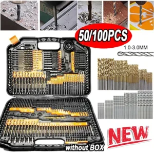 100/50pcs titanium coated drill bits hss high speed steel set tool quality power tools 1/1.5/2/2.5/3mm 100/50pcs titanium coated drill bits hss high speed steel set tool quality power tools 1/1.5/2/2.5/3mm