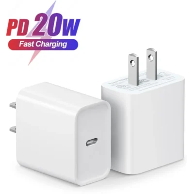 1 2pcs pd 20w usb c fast charge us plug wall charger adapter for iphone 16 15 14 13 12 pro max plus xiaomi samsung phone charger