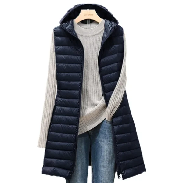 ladies medium and long style pure color hooded light down cotton vest jacket autumn and winter slim sleeveless women parkas vest ladies medium and long style pure color hooded light down cotton vest jacket autumn and winter slim sleeveless women parkas vest