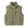 itoolin women casual solid warm sleeveless vest coat mock neck pu thicken jacket button up loose women down jacket autumn winter