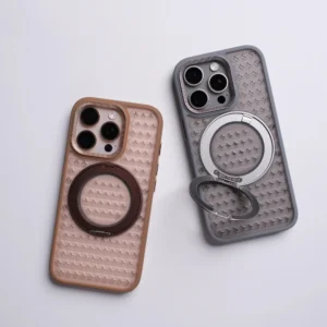 360° rotating bracket heat dissipation magnetic case for iphone 16 pro max 15 14 plus 13 12 11 magsafe grid mesh cooling cover