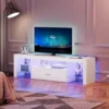 led tv stand with power outlets to 65 h tv, gaming entertainment center with glass shelves and large drawer, modern media tv led tv stand with power outlets to 65 h tv, gaming entertainment center with glass shelves and large drawer, modern media tv