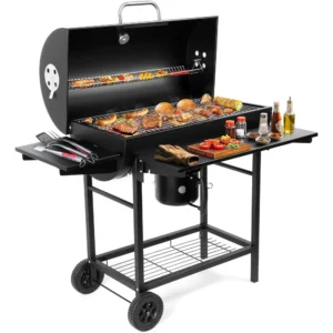 luxurious outdoor barrel bbq grill with side table high end smoker combo for backyard grilling luxurious outdoor barrel bbq grill with side table high end smoker combo for backyard grilling