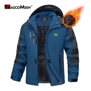 magcomsen mens ski jacket winter warm fleece parka windproof rain snowproof thermal heavy coat hiking male snowboard anorak