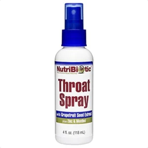 nutribiotic throat spray with gse 4 fl. oz gentle and soothing sore throat port with grapefruit seed extract zinc menthol alcoh