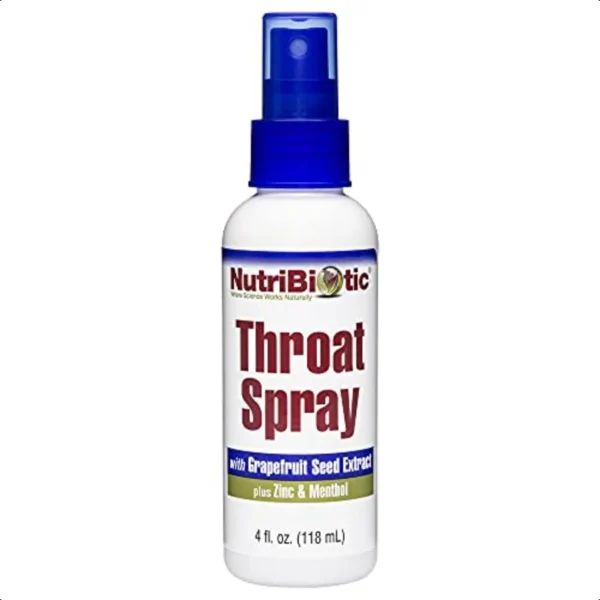 nutribiotic throat spray with gse 4 fl. oz gentle and soothing sore throat port with grapefruit seed extract zinc menthol alcoh