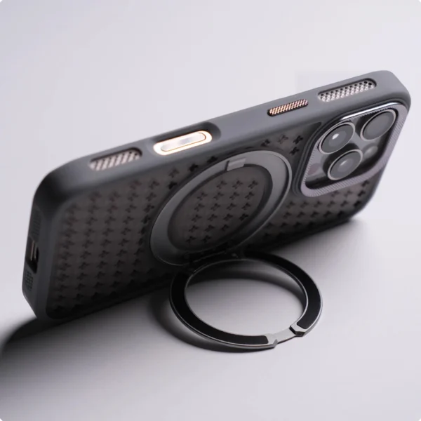 360° rotating bracket heat dissipation magnetic case for iphone 16 pro max 15 14 plus 13 12 11 magsafe grid mesh cooling cover