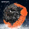 sanda luxury g style men's electronic watch outdoor sports led analog digital chronograph military dual display 50m waterproof