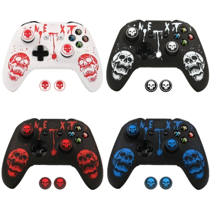 soft silicone case skin with non fade print & 2 bonus caps for xbox one x joystick protective sleeve for xbox one s accessories