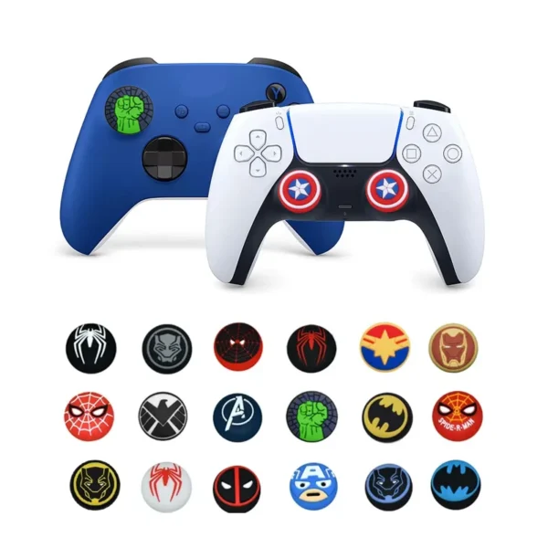 1pair disney spiderman deadpool thumb grip cap cover playstation ps5 ps4 xbox series cartoon gameing controller accessories gift