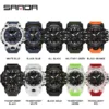 sanda luxury g style men's electronic watch outdoor sports led analog digital chronograph military dual display 50m waterproof