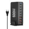 600w gan charger hub usb c 8 ports fast charging station adapter for all devices with 5 usb c + 3 usb a charger pd pps 140 w