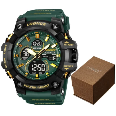 new loqnce 98007 men's watch for you 50m waterproof watches high quality movement calendar luminous silicone band with box