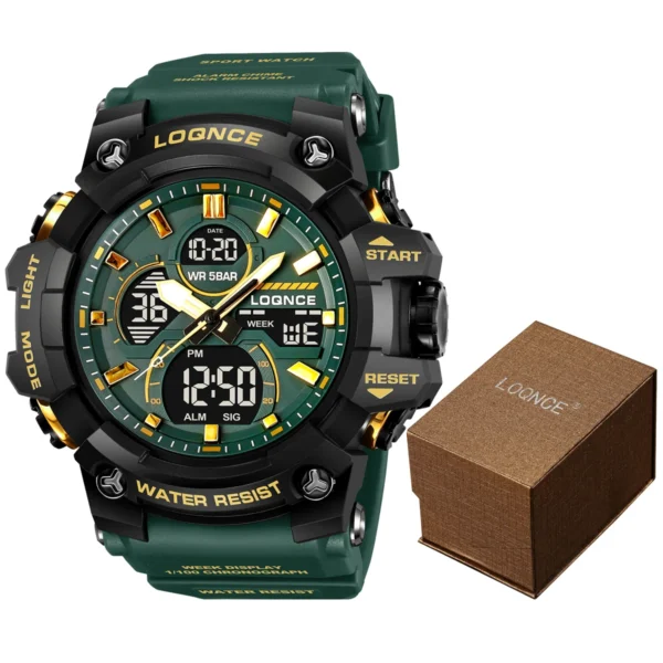 new loqnce 98007 men's watch for you 50m waterproof watches high quality movement calendar luminous silicone band with box
