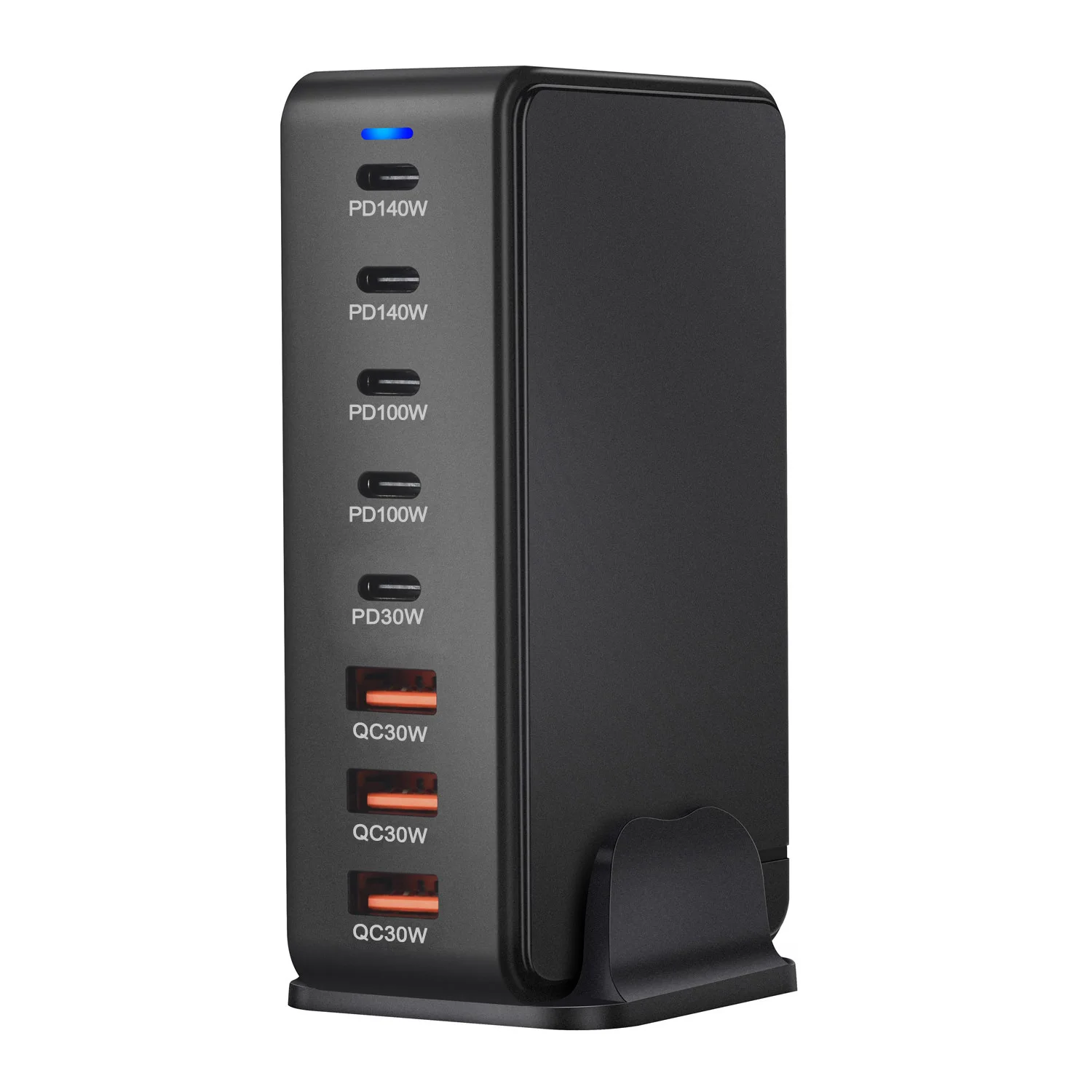 600w gan charger hub usb c 8 ports fast charging station adapter for all devices with 5 usb c + 3 usb a charger pd pps 140 w