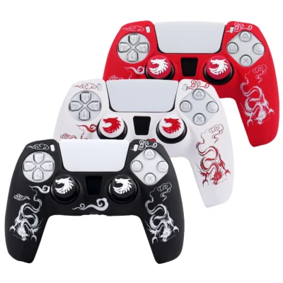 silicone protective case cover for playstation 5 controller skin gamepad games accessories for ps5 control with joystick caps
