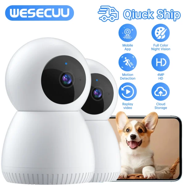 wesecuu 360 degree rotating wireless intelligent wifi camera high definition remote monitoring camera security smart home