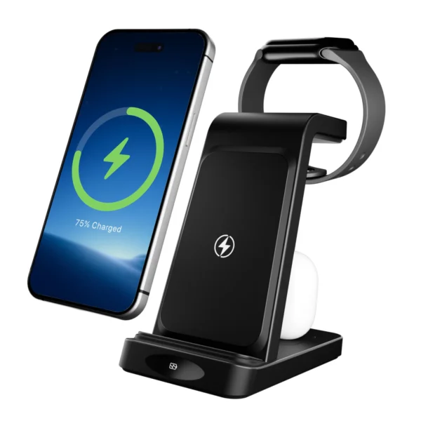 3 in 1 wireless charging station 18w travel fast charger magnetic wide compatibility foldable for iphone samsung airpods iwatch