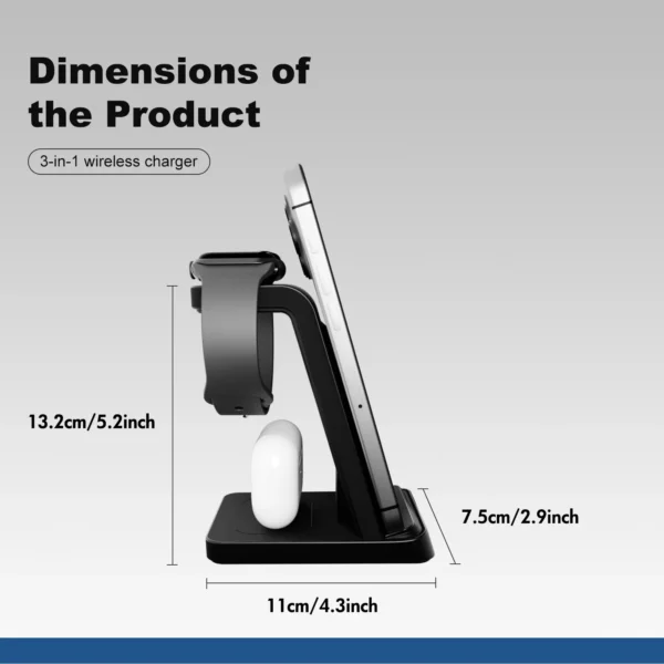 3 in 1 wireless charging station 18w travel fast charger magnetic wide compatibility foldable for iphone samsung airpods iwatch