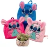disney stitch plush new cartoon backpack fashion 3d mini women's backpack large capacity cute children's schoolbag high quality