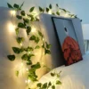 flower green leaf string lights artificial vine fairy lights battery powered christmas tree garland light for weeding home decor