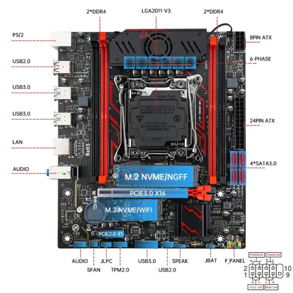 soyo x99 gaming motherboard set c612 chipset tpm2.0 pin with e5 2680 v4 cpu & ddr4 16g (2*8g) 2133mhz ram pcie3.0 for desktop pc
