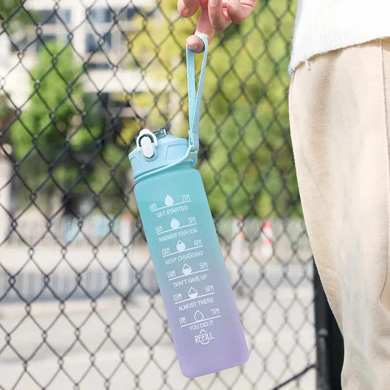 900ml sports water bottle with time marker leak proof cup motivational portable water bottle for outdoor sport fitness bpa free