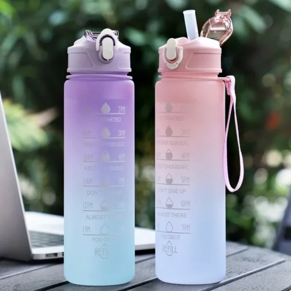 900ml sports water bottle with time marker leak proof cup motivational portable water bottle for outdoor sport fitness bpa free