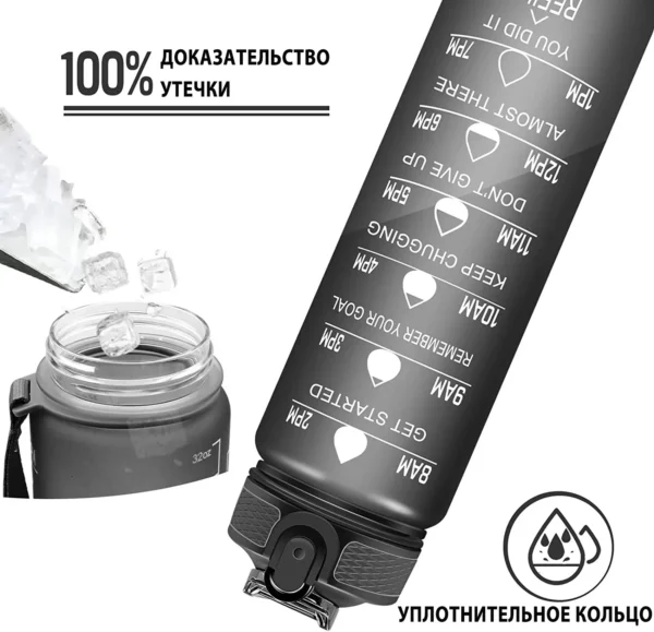 1l sports water bottle straw cup 1 litro with time maker leak proof bpa free frosted cup for outdoor sports drinking bottle