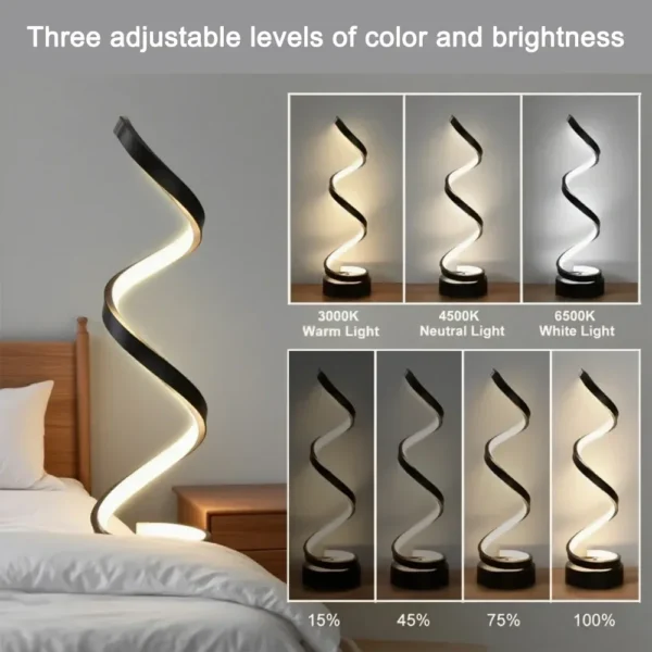 led spiral dimmable table lamp suitable for living room bedroom study adjustable brightness bedside lamp for office and home use led spiral dimmable table lamp suitable for living room bedroom study adjustable brightness bedside lamp for office and home use