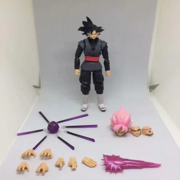 new 14cm anime dragon ball black goku zamasu action figure super saiyan movie version dbz model with multiple accessories toys