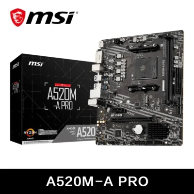 msi amd a520m a pro motherboard support ryzen cpu r3 r5 r7 5000 & 3000 series mainboard am4 m.2 nvme dual channel ddr4 full new