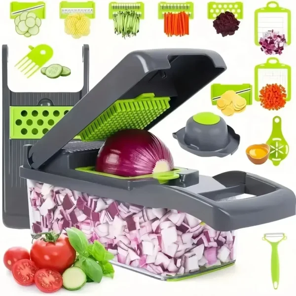multifunctional vegetable chopper handheld food slicer, dicer & grater for kitchen prep, easy cut veggie chopper