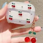 cute cherry decor clear glitter earphone case for airpods pro2, pro3, pro with cherry charm protective case for airpods 1/2 3 4 cute cherry decor clear glitter earphone case for airpods pro2, pro3, pro with cherry charm protective case for airpods 1/2 3 4
