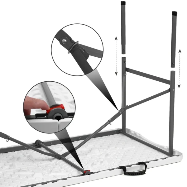 extra large 6ft waterproof banquet table heavy duty folding w/ non slip surface! perfect for halloween christmas parties