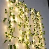 flower green leaf string lights artificial vine fairy lights battery powered christmas tree garland light for weeding home decor