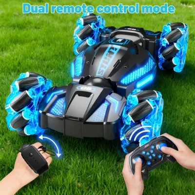 gesture controlled 360 degree stunt remote control car, available in red or blue. the perfect gift for children aged 6+christmas