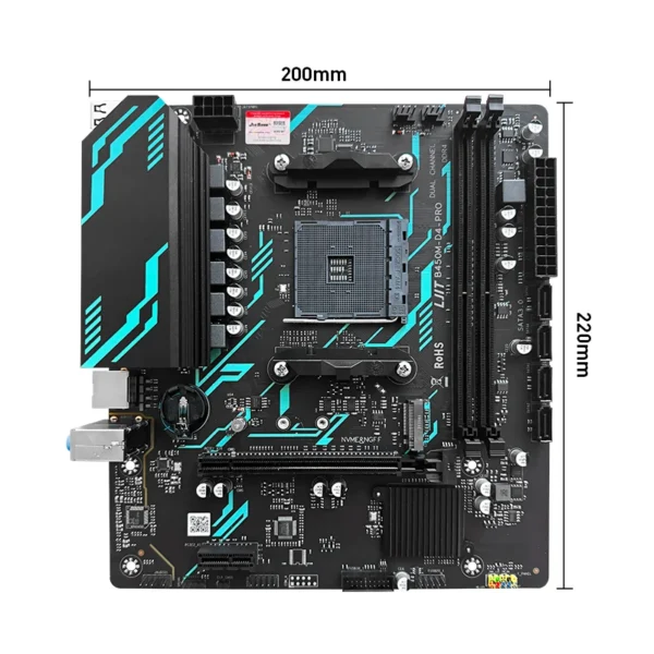 jieshuo b450 pro motherboard supports amd ryzen r5 5600x / 5600g / 5600 / 3600 processors dual channel ddr4 memory support (up t