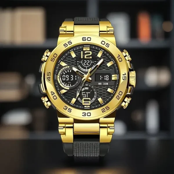 | men's and women's multifunctional luminous dual display sports watch | calendar + alarm clock + timer | aviation aluminum alloy anti fall watch dial | trendy fashion accessory for teenagers