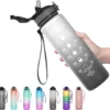 1l sports water bottle straw cup 1 litro with time maker leak proof bpa free frosted cup for outdoor sports drinking bottle
