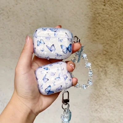 for airpods pro usb c case luxury blue butterfly wireless headphone cover for airpods 4 pro 2 3 2nd imd earphone shell