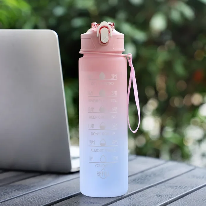 900ml sports water bottle with time marker leak proof cup motivational portable water bottle for outdoor sport fitness bpa free